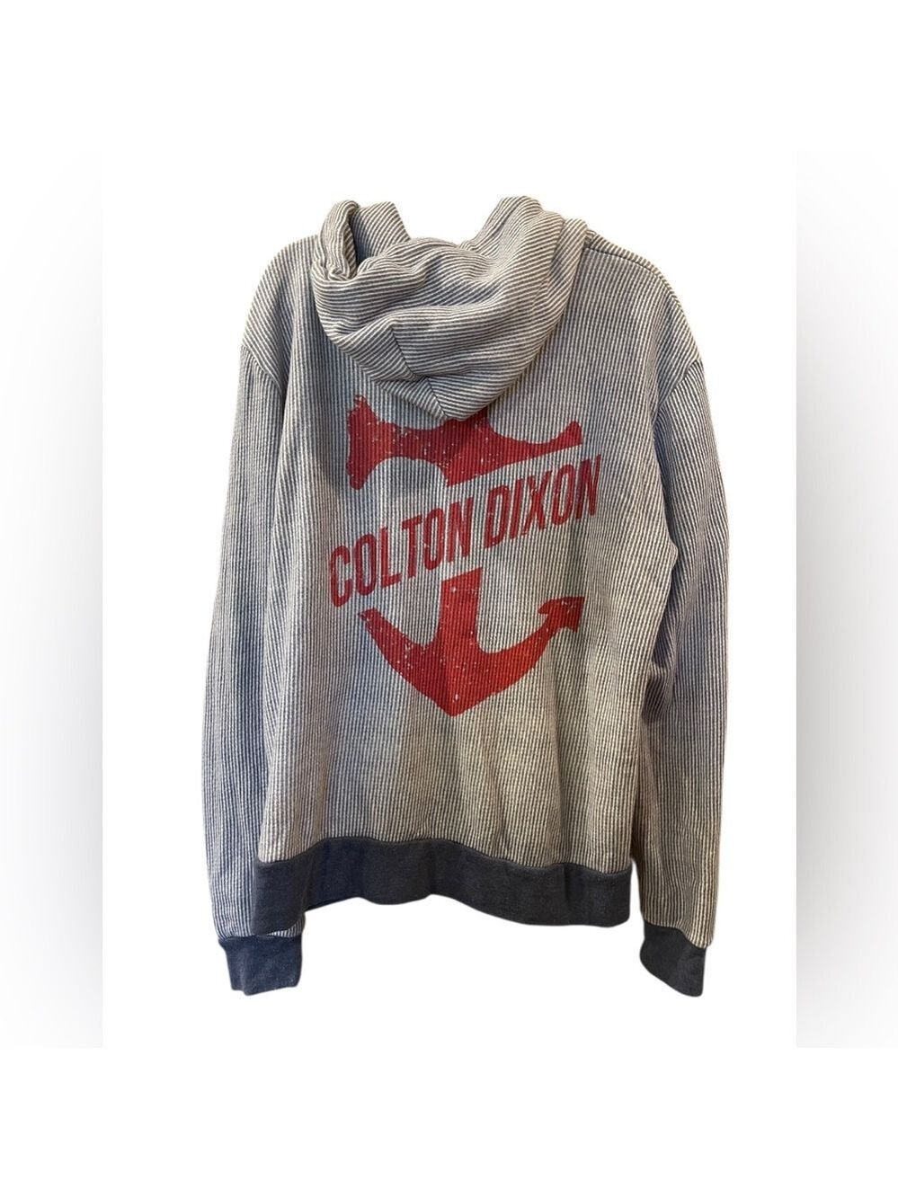 Colton Dixon Unisex Striped Zip-Up Hoodie Jacket anchor graphic Size: XL